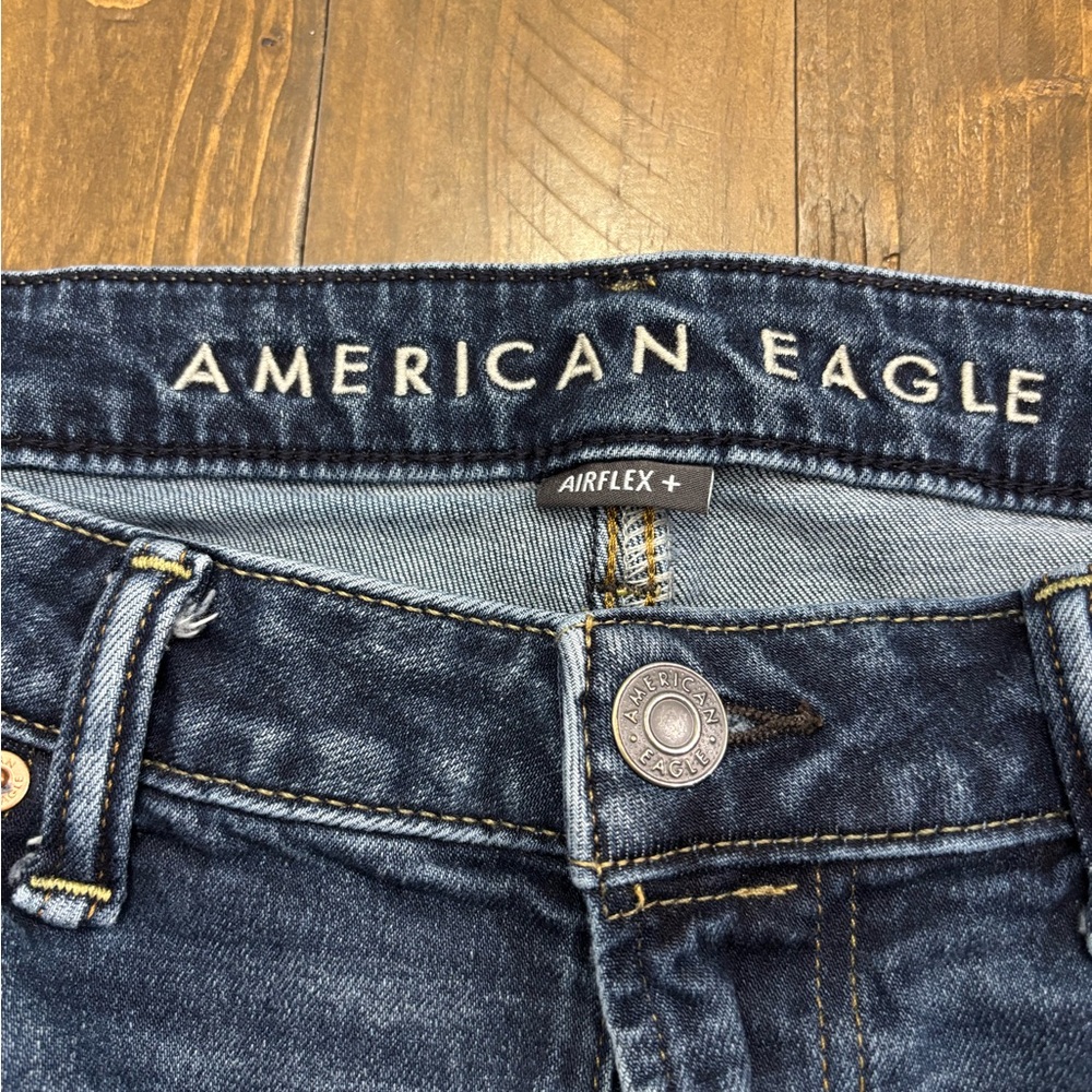 American Eagle Outfitters Airflex+ Dark Blue Straight Leg Jeans - Picture 2 of 4